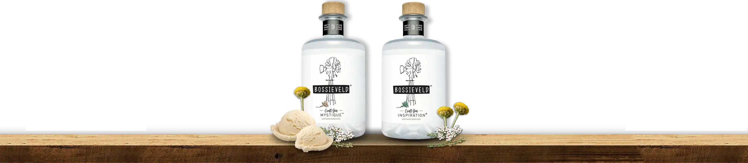 Bossieveld Craft Gin bottles on display